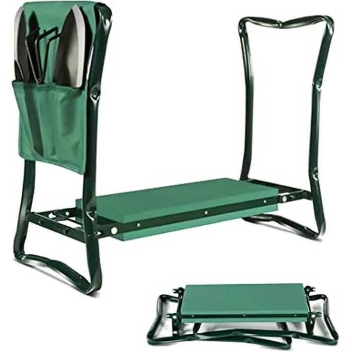 The 2-in-1 Garden Kneeler and Seat, shown set up and folded flat